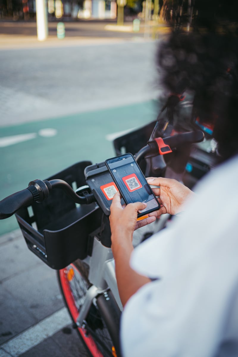 Woman scanning a qr code with phone